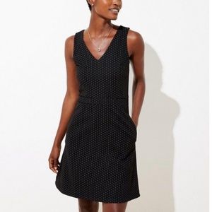 LOFT V-Neck Midi Sleeveless Polka Dot Dress